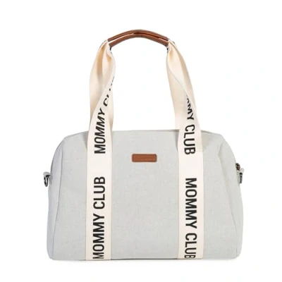 Immagine di CHILDHOME, Borsa fasciatoio, Mommy Bag, Fasciatoio incluso, Ampio spazio, Attacco per passeggino, Tracolla, Cotone, 22L, Club Signature, Ecru