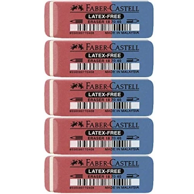 Immagine di Faber Castell 187040 Gomma da cancellare senza lattice, inchiostro e mina, 7070 40, 5 pezzi