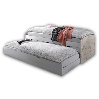 Immagine di NESSI letto tandem con due superfici di sdraio 90 x 200 cm Pratico a castello per camera dei giovani in Bianco 96 64 206