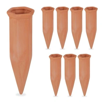 Immagine di Relaxdays Coni da Irrigazione, in Set 8, per Piante e Fiori, Innaffiatori Bottiglie Pet 1,5 Litri, Terracotta, 17 x 5,5 5 cm