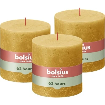 Immagine di BOLSIUS Candela Rustica XXL Giallo 10 cm Confezione 3 Non Gocciola Candele Profumate, 103668810319