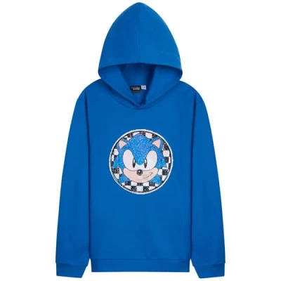 Immagine di SONIC THE HEDGEHOG Felpa con Cappuccio Ragazzo, Paillettes Reversibili Felpe (Blu 9 10 Anni)