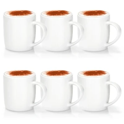Immagine di com four® 6x Tazza da Caffè in Porcellana di Alta Qualità Design Moderno per Bevande Calde e Fredde 330 ml (bianco crema bulboso)