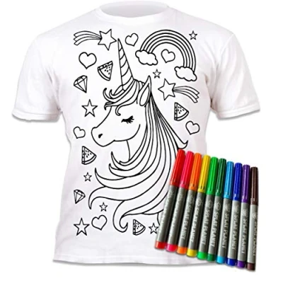 Immagine di Splat Planet Unicorno T Shirt Maglietta Magica da Colorare con 10 Penne Magiche Lavabili Atossiche Colora La Tua Maglietta, E Lava Via Ricolora I Compleanni dei Bambini (7 8 Years)