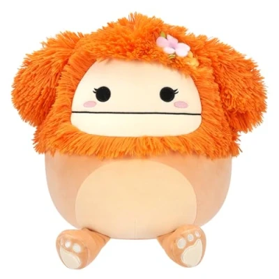 Immagine di Squishmallows SQCR05428 Shasta The Light Orange Bigfoot con spilla a forma di fiore, 30,5 cm, multicolore