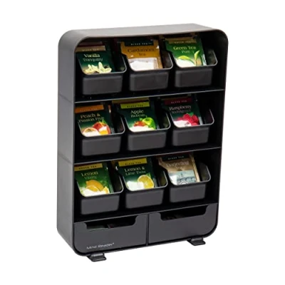 Immagine di Mind Reader Anchor Collection, organizer per bustine di tè a 11 cassetti, cassetti rimovibili, 26 cm lunghezza x 8,3 larghezza 34,9 altezza, nero