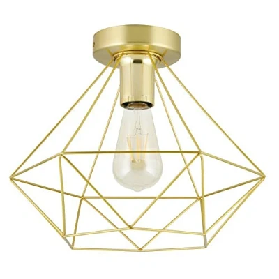 Immagine di Eglo Lampada Da Soffitto Tarbes, A Luce Singola, In Metallo Ottone Spazzolato, Illuminazione Per Camera Letto E Sala, Presa E27