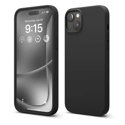 Immagine di elago Cover Silicone Liquido Compatibile con iPhone 15 Plus Case, Custodia Premium, Protezione Completa [Struttura Antiurto a 4 Strati], Fodera in Morbida Microfibra Antigraffio (Nero)