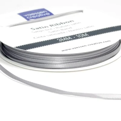 Immagine di Vaessen Creative Ribbon Lyon Wired Nastro di Raso, Argento, 3 mm x 10 m