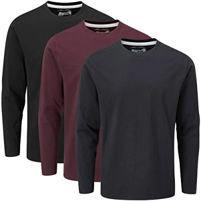 Immagine di Charles Wilson T Shirt Girocollo Semplice a Maniche Lunghe in Confezione da 3 (3XL, Dark Essentials 21 (0822))