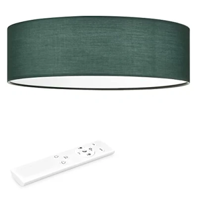 Immagine di Navaris Plafoniera LED Soffitto 22W Rotonda Ø 40 cm Lampadario Camera da Letto e Soggiorno in Tessuto con Telecomando per Controllo Temperatura Colore Verde Scuro