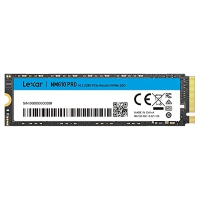 Immagine di Lexar NM610PRO SSD 2TB, M.2 2280 PCIe Gen3x4 NVMe 1.4 Interno, Fino a 3300MB/s in Lettura, 2600 MB/s Scrittura,3D NAND Flash per Laptop, Computer Desktop, PC