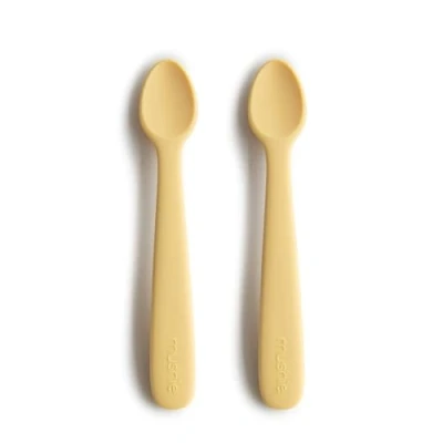 Immagine di Mushie Cucchiai da Alimentazione per Bambini Set di 2 in Silicone Senza BPA Lavabile Lavastoviglie Daffodil