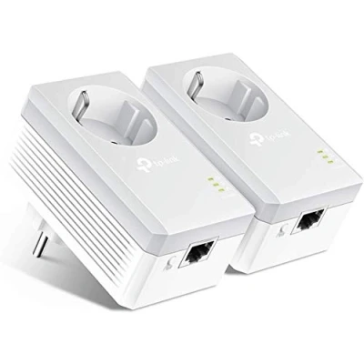 Immagine di TP Link TL PA4010P Kit AV600 Nano Powerline con Shuko Presa Passante, 1 Porta Ethernet, Plug e Play, 2 Adattatori, 600 Mbps, Fino a 300 metri di copertura