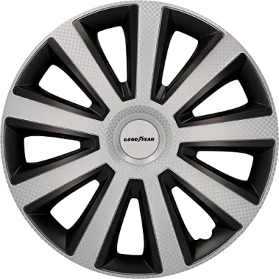 Immagine di Goodyear Memphis Carbon Copricerchi per Auto, Set da 4 Pezzi, 35 cm, Colore: Nero/Argento