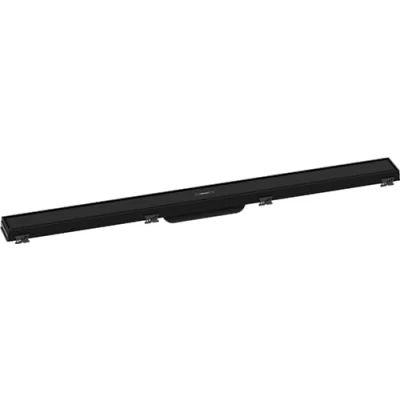 Immagine di hansgrohe RainDrain Match set di canalina doccia con cornice ad altezza regolabile, canale drenaggio 900 mm, scarico a pavimento, nero apaco