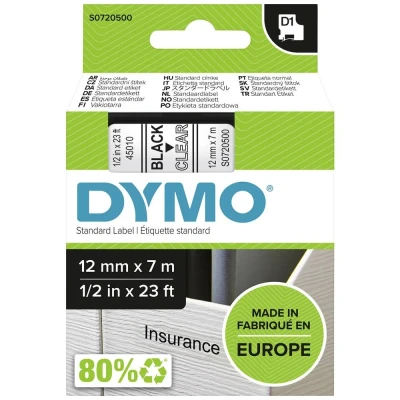 Immagine di DYMO NASTRO D1 12MMX7M NERO/TRASP
