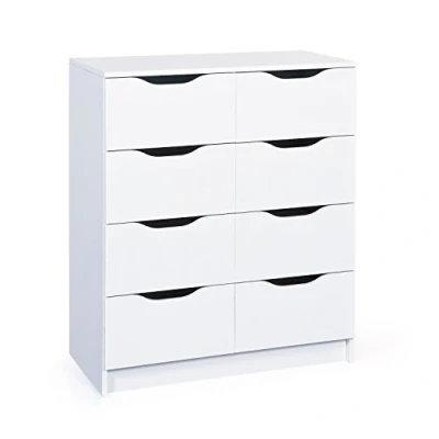 Immagine di Inter Link Cassettone 8 Cassetti Credenza Buffet Melamina Bianco con maniglie incassate Westphalen 8H