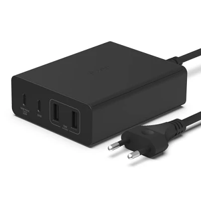 Immagine di Belkin Stazione di ricarica multi dispositivo USB GaN da 108 W, hub tavolo per rapida, 2 Type C, A iPhone 16, MacBook, Pro, Air, iPad Samsung Galaxy, Pixel e altri