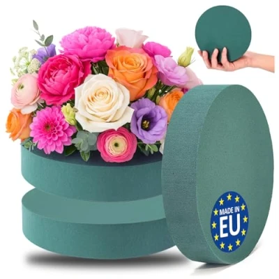 Immagine di com four® 3X Schiuma Floreale per Composizioni Floreali 16 x 3,5 cm Fiori Freschi Spugna Realizzazione Matrimoni, Pasqua e Compleanni (3 Pezzi Piatti)