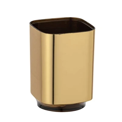 Immagine di Wenko Bicchiere portaspazzolini Auron Oro, pregiato per spazzolini da Denti e dentifricio, in Pregiata plastica con Superficie cangiante Color 7 x 10 cm