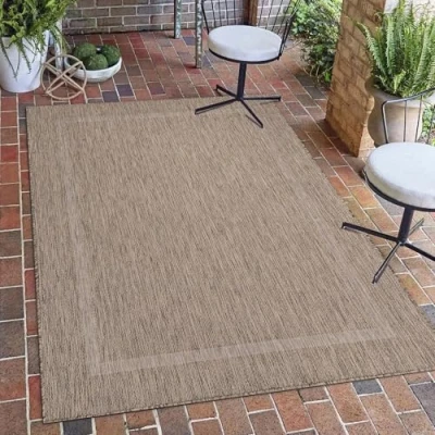 Immagine di Carpetsale24 Tappeto da Esterno Impermeabile 160x230 cm Marrone Resistente alle Intemperie e Lavabile in Lavatrice per Terrazza, Balcone, Campeggio, Giardino