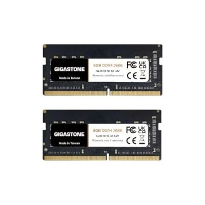 Immagine di [RAM DDR4] Gigastone Computer Portatile RAM 16GB (2x8GB) DDR4 2666MHz PC4 21300 Unbuffered Non ECC 1.2V CL19 SODIMM di Memoria 260 Pin Ideale per laptop (SOLO Laptop)