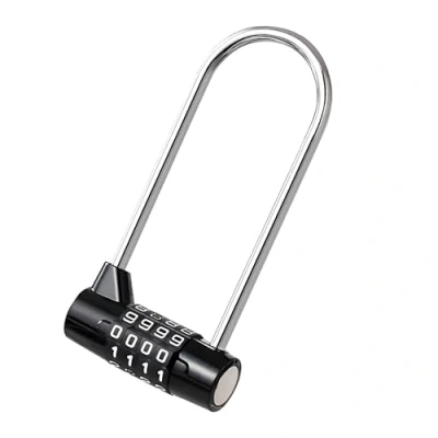 Immagine di Qrity Lucchetto Combinazione 4 Cifre per Valigie e Bagagli da Viaggio Armadietto del Fascio Allungato, Nero