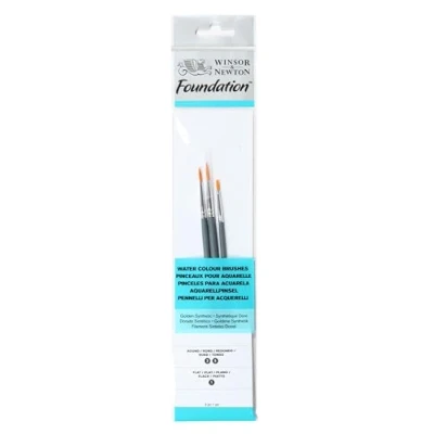 Immagine di Winsor&amp;Newton Foundation 3 Pennelli Acquarello Round 3,5 Flat 1