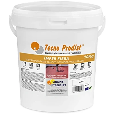 Immagine di Tecno Prodist IMPER FIBRA (10 Kg bianco) Pittura impermeabilizzante ed elastica per terrazze guaina liquida fibrorinforzata Alta copertura (Rullo o pennello, in colore rosso