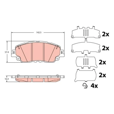 Immagine di TRW GDB2354 Kit pastiglie freno Non predisposto per contatto segnalazione usura con accessori LEXUS: UX