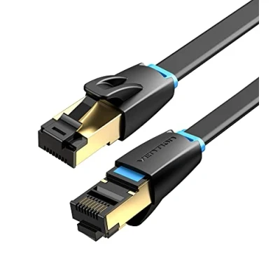 Immagine di VENTION Cavo di Rete Patch Cat 8, Ethernet SFTP LAN RJ45 Piatto Supporto 40 Gbps ad Alta Velocità 2000 MHz S/FTP Gigabit per Switch, Modem, Router, PC, Pannello Patch, PS4, Xbox (3m)