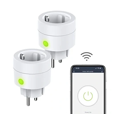 Immagine di UCOMEN presa Wi Fi Alexa, intelligente con Google Home, Smart Life, TUYA, app di controllo remoto, programmazione, 2,4 GHz, 16 A, confezione da 2