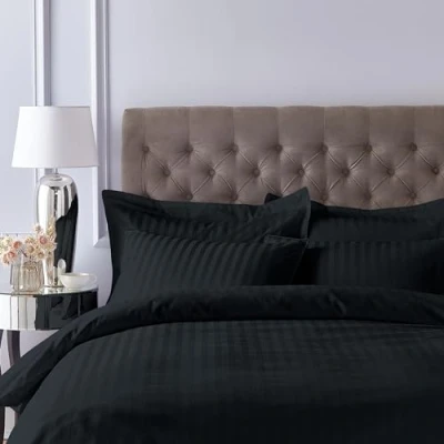 Immagine di Bianca Lenzuolo con angoli in raso di cotone a 300 fili, per letto super king, colore: nero