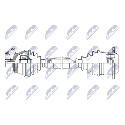Immagine di NTY NPW AU 063 Albero motore / Semiasse Assale anteriore Dx 525mm 114mm per veicoli con ABS Trasmissione automatica AUDI: A6 C5 Avant
