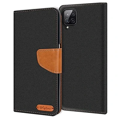 Immagine di Verco Samsung Galaxy M32 Custodia per Cellulare, Caso Tessuto Cover Tessilo Portafoglio Case, Nero