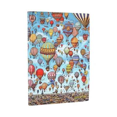 Immagine di Paperblanks 2026 Festival delle Mongolfiere Pierre Detective 18 Mesi Flexis Midi Orizzontale Chiusura con Fascia Elastica 224 Pg 80 GSM: Kalendarz miesięczny