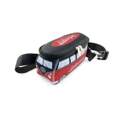 Immagine di BRISA VW Collection Volkswagen Marsupio in Neoprene, Borsetta da corsa, Portasoldi, Borsello, tracolla viaggio/Camping/Outdoor Campervan Bus T1 design (Rosso/Nero)