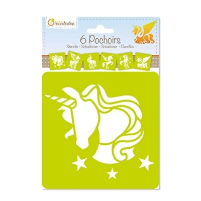 Immagine di Avenue Mandarine PO006O Kit di 6 stencils 15,4x22,3 cm con istruzioni incluse, Unicorni