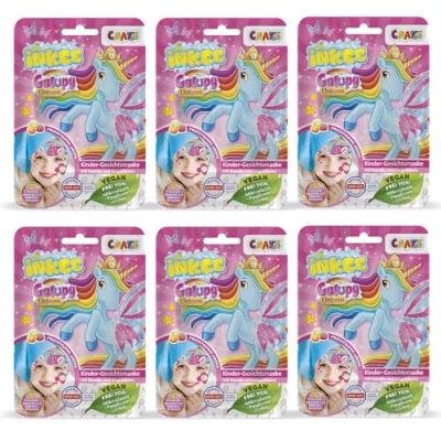 Immagine di INKEE Set da 6 Maschera facciale per bambini Galupy Unicorn con design a unicorno (ci sono diversi disegni) camomilla e calendula