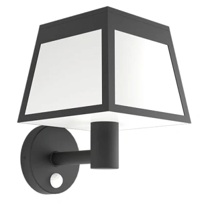 Immagine di Eglo Lampada a muro LED per esterni Altilia, lampione solare con rilevatore di movimento, plastica nera e bianca, illuminazione esterni, IP44