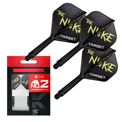 Immagine di Target Darts Luke Littler K Flex Flights And Shaft System, No.2 Intermedio (26 mm) Confezione da 3 voli Kflex all in One, Edizione per Giocatori Accessori Freccette Volo n. 2