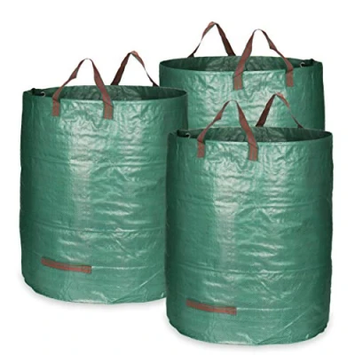 Immagine di com four® 3X Sacchetti per rifiuti da Giardino L Borsa Pieghevole con Maniglie Il Trasporto Contenitore antistrappo Foglie, Verdi (272L 3 Pezzi)
