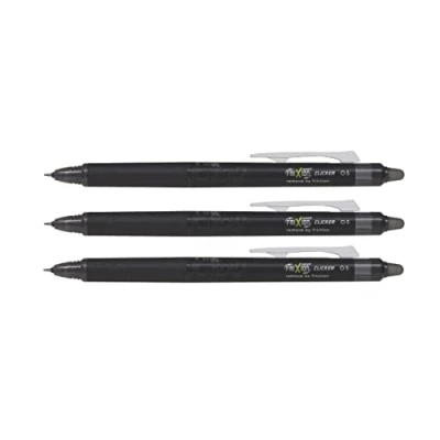 Immagine di Pilot Frixion Point Clicker Pen Punta sinergia fine 0,5 mm, inchiostro nero, confezione da 3