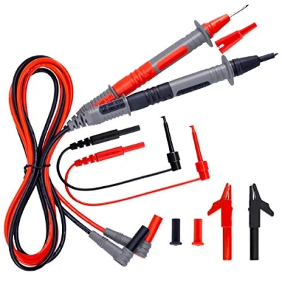 Immagine di Cavi di Misura Silicone, 8 Pezzi Puntali Tester per Multimetro con Prolunga Prova, Pinze a Coccodrillo, Sonda Prova e Stantuffo Mini anci Multimetri KAIWEETS