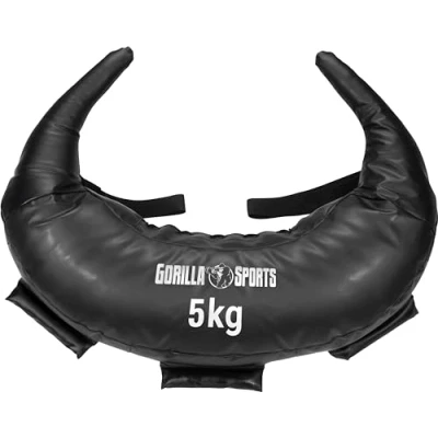 Immagine di Gorilla Sports® Sacca Bulgara Riempimento di Sabbia e Ghiaia d&#039;Acciaio, Peso a Scelta (5, 8, 12, 17, 22,5 kg), Nero Bulgarian Bag, Allenamento, Borsa Fitness, Sacco Sabbia, Palestra (5 kg)