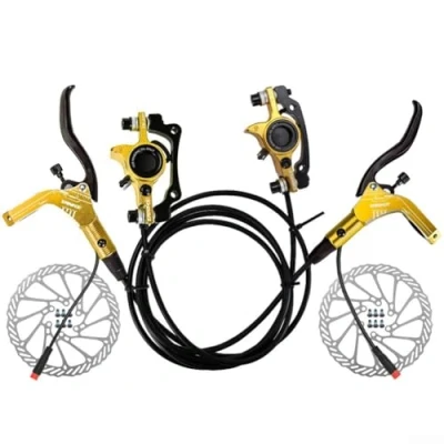 Immagine di EasyByMall set freno a disco idraulico per bici elettrica, EBike, leva elettrico, con ROTOR (dorato), TR019IS5BD6F34XVGH09FKEBS9