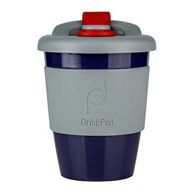 Immagine di Pioneer DrinkPod Tazza da viaggio in plastica, riutilizzabile, senza BPA, 340 ml, colore: Grigio