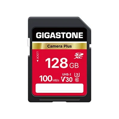 Immagine di Gigastone Scheda di Memoria SDXC 128 GB, Camera Plus, Velocità 100 MB/s per Fotocamera Canon Nikon Sony Panasonic Kodak Olympus, V30 U3 UHS I Classe 10 4K UHD Video, con 1 Mini Custodia