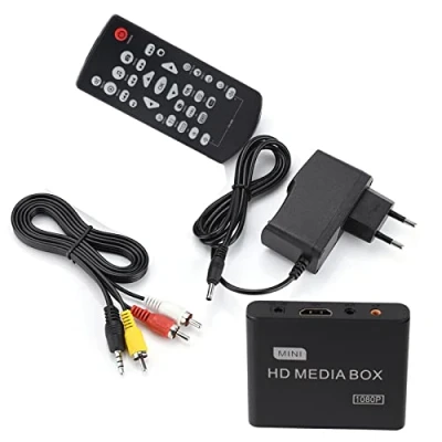 Immagine di Lettore multimediale HDMI, Full HD Mini Box Media Player 1080P Supporto USB MMC RMVB MP3 AVI MKV (Nero)(Me)